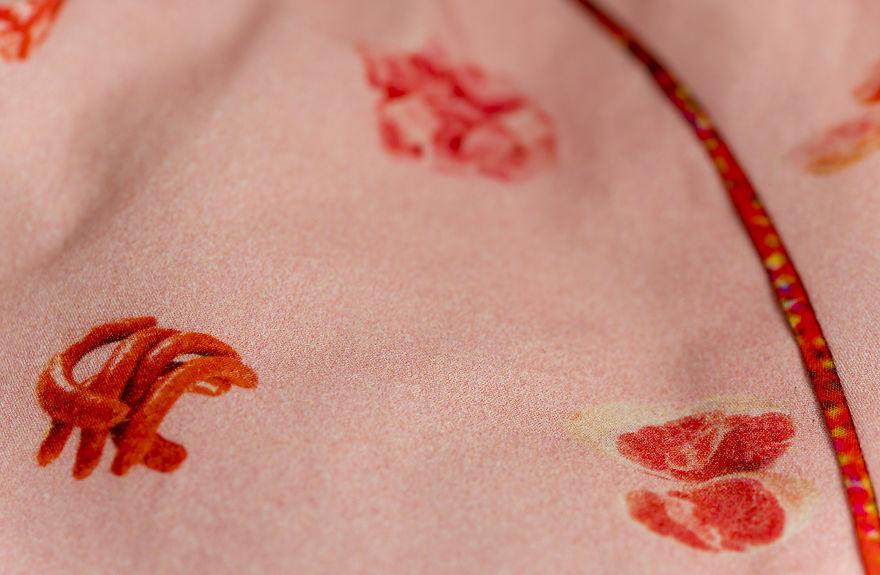 The Pattern Of This Dirndl Is Made Out Of Meat And Sausages The Pattern Of This Dirndl Is Made Out Of Meat And Sausages