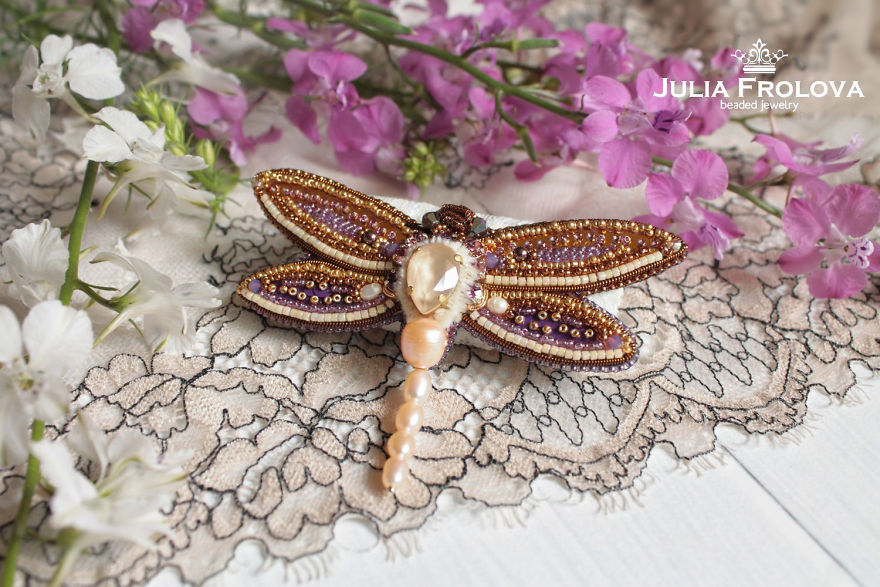 Russian Artist Creates Shiny Insect Jewelry Using Beads