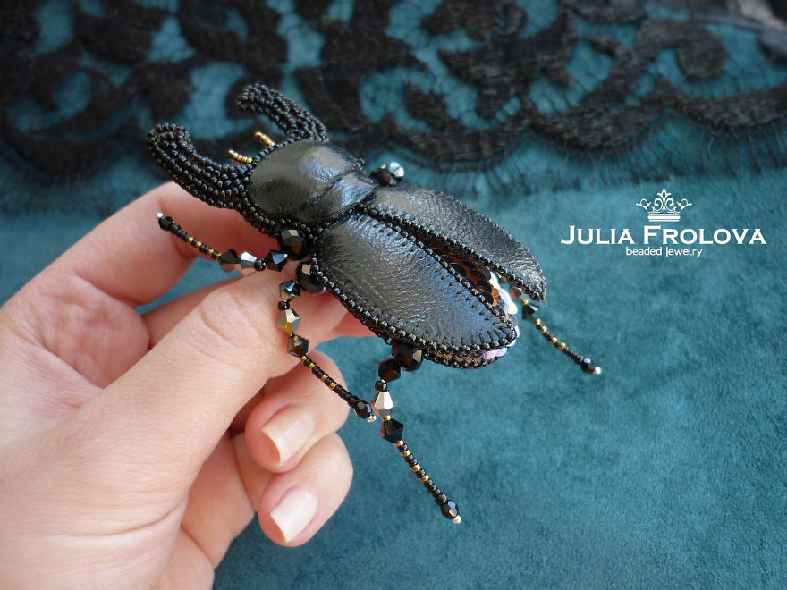 Russian Artist Creates Shiny Insect Jewelry Using Beads