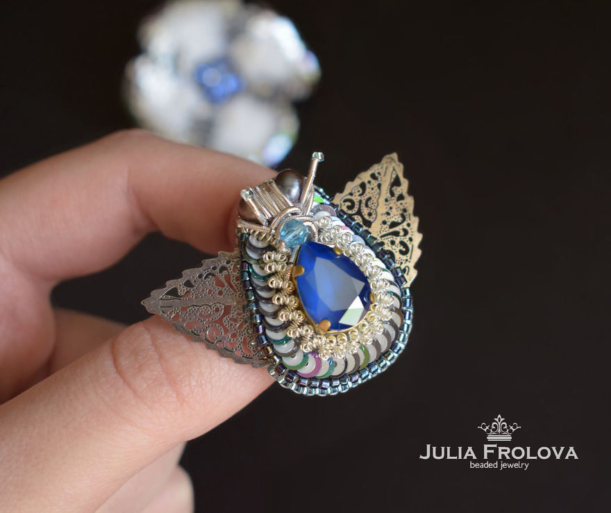 Russian Artist Creates Shiny Insect Jewelry Using Beads
