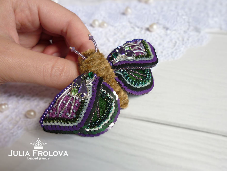 Russian Artist Creates Shiny Insect Jewelry Using Beads
