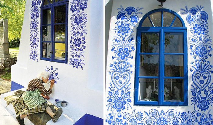 90-Year-Old Czech Grandma Turns Small Village Into Her Art Gallery By Hand-Painting Flowers On Its Houses