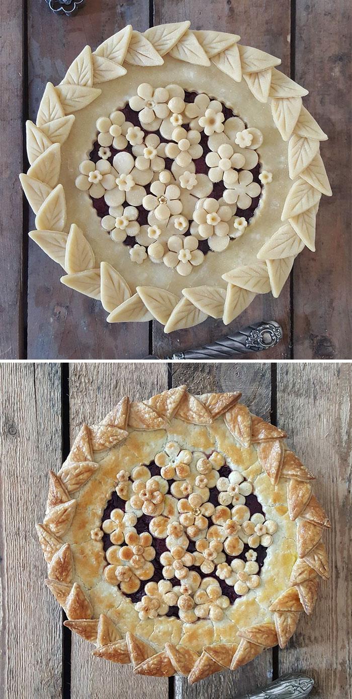 Baker Shows Before & After Pics Of Her Awesome Pie Crusts, And The Result Is Too Pretty To Eat Baker Shows Before & After Pics Of Her Awesome Pie Crusts, And The Result Is Too Pretty To Eat