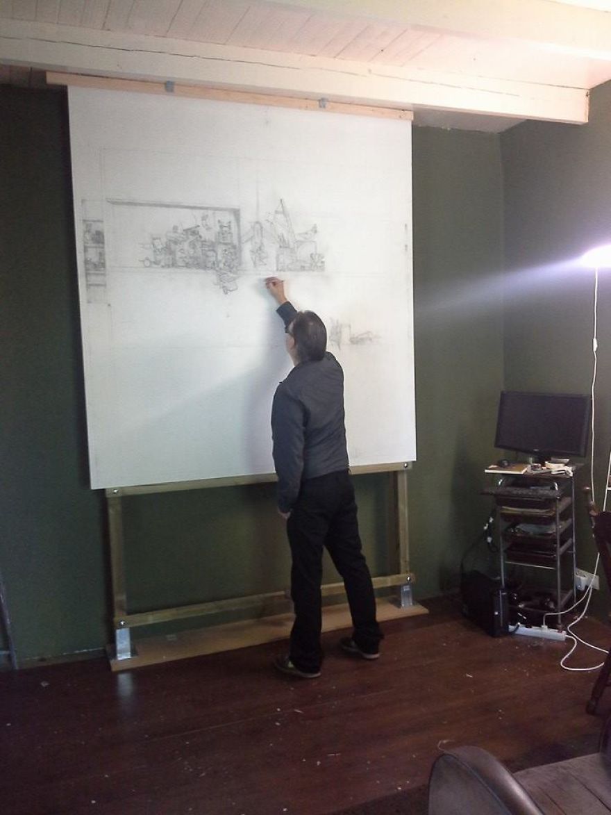 It Took My Dad 2.5 Years + Heart And Kidney Failure To Paint This, And You Have To See It In Full Size To Really Appreciate It