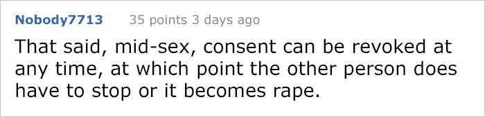 Girl Thinks If You Regret Having Sex It Means You’ve Been Raped, Gets A Perfect Lesson On Consent Girl Thinks If You Regret Having Sex It Means You’ve Been Raped, Gets A Perfect Lesson On Consent