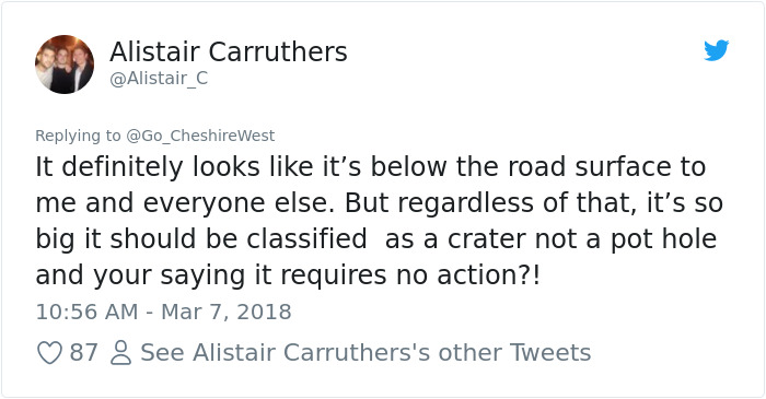 The Internet Can&#8217;t Stop Trolling This County&#8217;s Tweet Showing How They Deal With Potholes