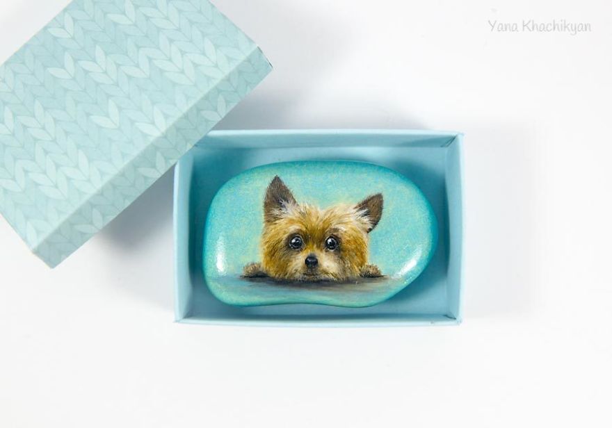 I Paint Miniature Pet Portraits On Stones Which Touch My Heart Every Single Time