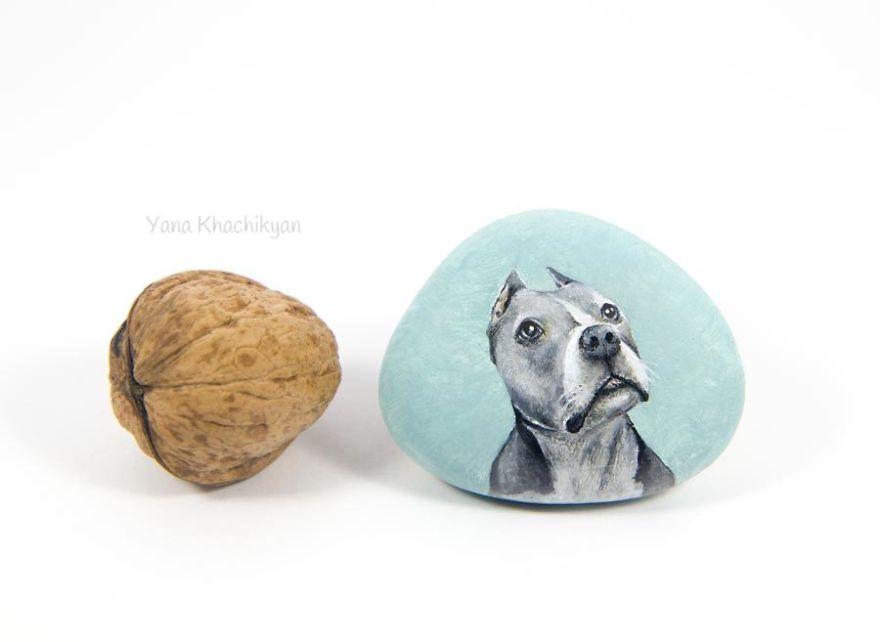 I Paint Miniature Pet Portraits On Stones Which Touch My Heart Every Single Time