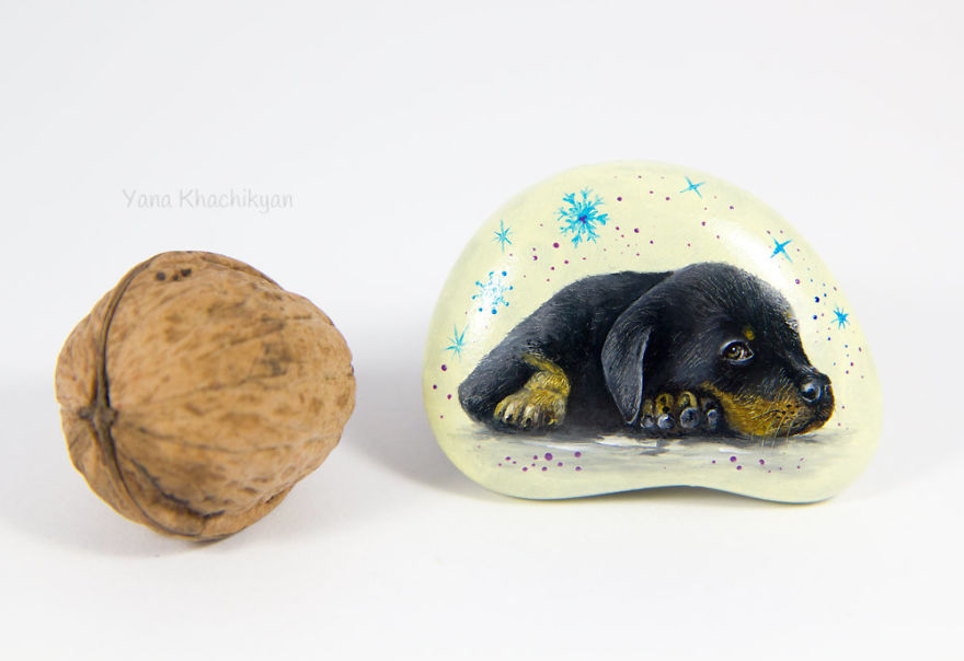 I Paint Miniature Pet Portraits On Stones Which Touch My Heart Every Single Time