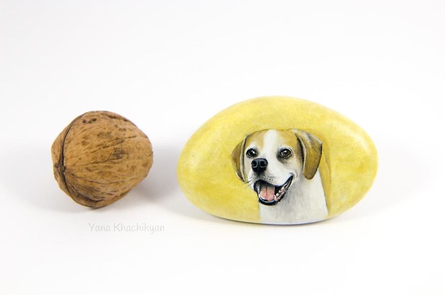 I Paint Miniature Pet Portraits On Stones Which Touch My Heart Every Single Time