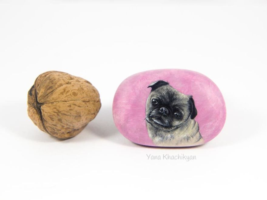 I Paint Miniature Pet Portraits On Stones Which Touch My Heart Every Single Time