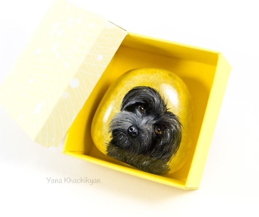 I Paint Miniature Pet Portraits On Stones Which Touch My Heart Every Single Time