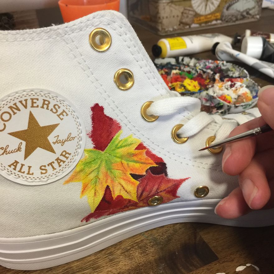 I Painted Beautiful Scenes From The Natural World On A Pair Of Converse