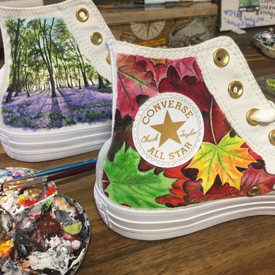 I Painted Beautiful Scenes From The Natural World On A Pair Of Converse