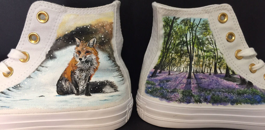 I Painted Beautiful Scenes From The Natural World On A Pair Of Converse