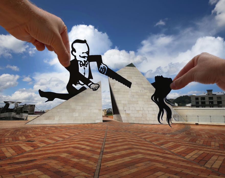 I Keep Transforming Famous Landmarks And Random Places Using Paper Cutouts (New Pics) I Keep Transforming Famous Landmarks And Random Places Using Paper Cutouts (New Pics)