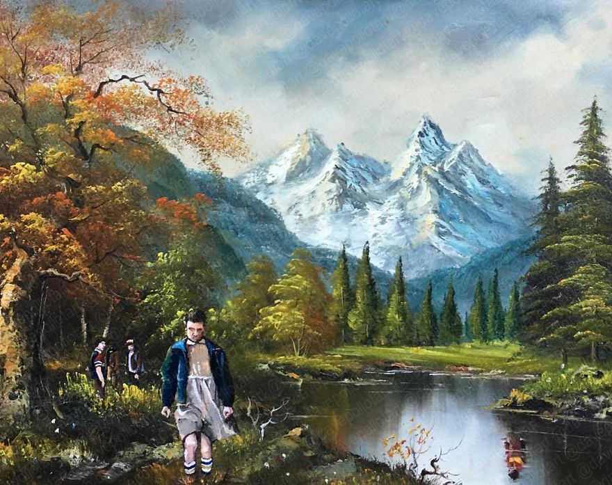 This Guy Continues To Paint Pop-Culture Characters Into Old Thrift-Store Paintings (New Pics) This Guy Continues To Paint Pop-Culture Characters Into Old Thrift-Store Paintings (New Pics)