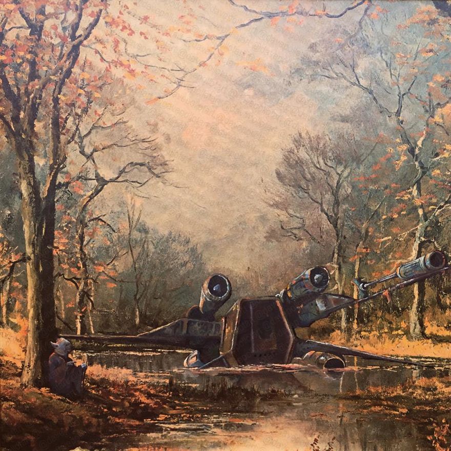 This Guy Continues To Paint Pop-Culture Characters Into Old Thrift-Store Paintings (New Pics) This Guy Continues To Paint Pop-Culture Characters Into Old Thrift-Store Paintings (New Pics)