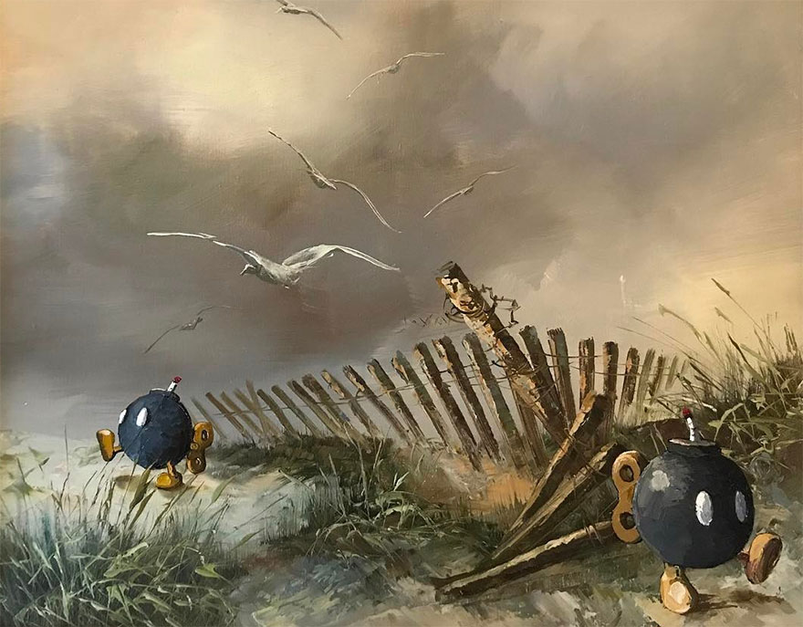 This Guy Continues To Paint Pop-Culture Characters Into Old Thrift-Store Paintings (New Pics) This Guy Continues To Paint Pop-Culture Characters Into Old Thrift-Store Paintings (New Pics)