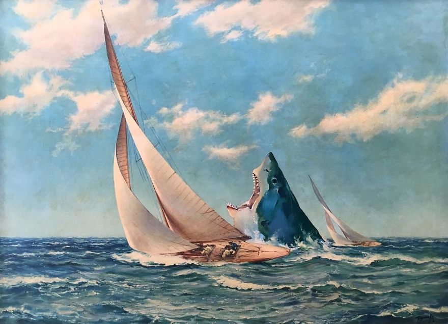 This Guy Continues To Paint Pop-Culture Characters Into Old Thrift-Store Paintings (New Pics) This Guy Continues To Paint Pop-Culture Characters Into Old Thrift-Store Paintings (New Pics)