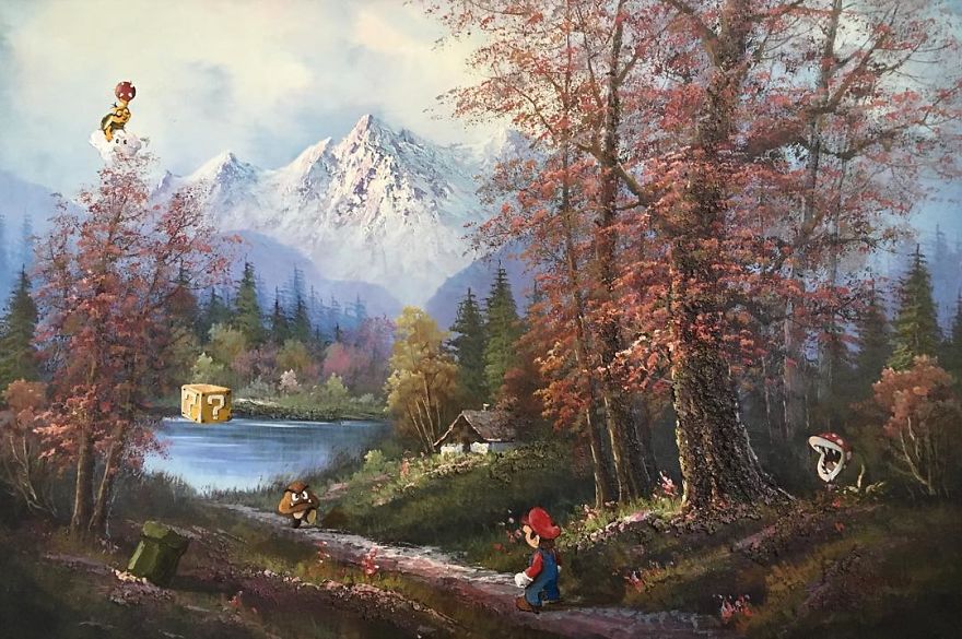 This Guy Continues To Paint Pop-Culture Characters Into Old Thrift-Store Paintings (New Pics) This Guy Continues To Paint Pop-Culture Characters Into Old Thrift-Store Paintings (New Pics)