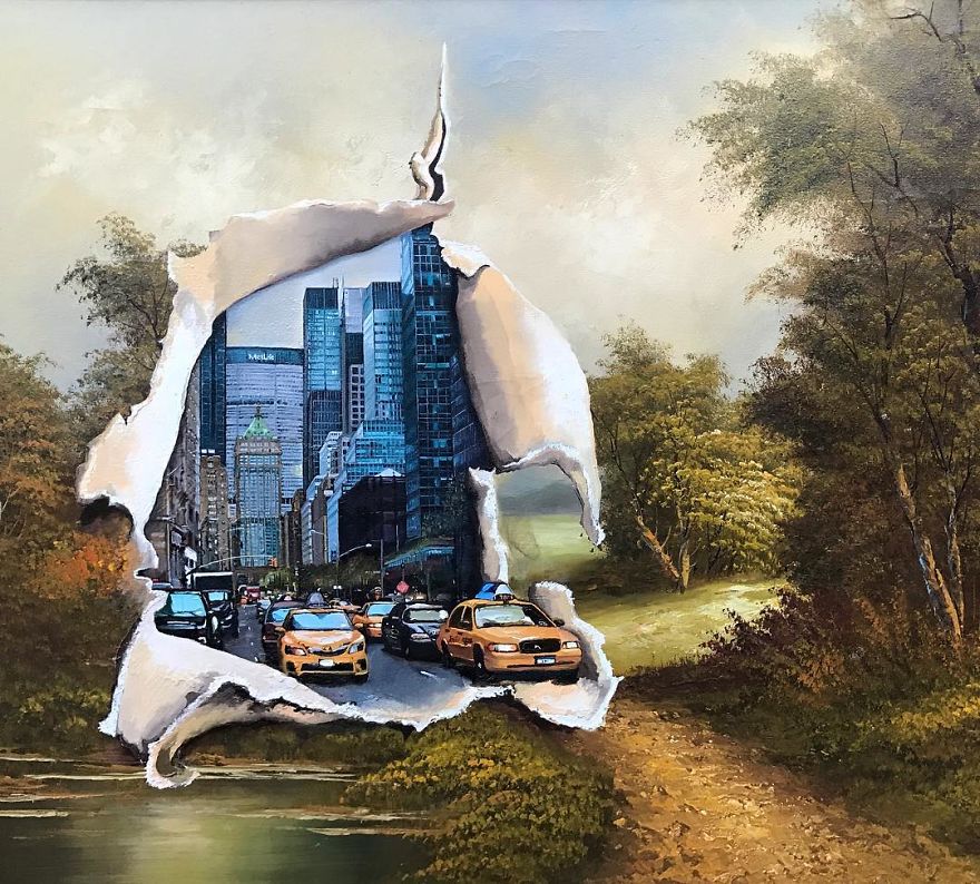 This Guy Continues To Paint Pop-Culture Characters Into Old Thrift-Store Paintings (New Pics) This Guy Continues To Paint Pop-Culture Characters Into Old Thrift-Store Paintings (New Pics)