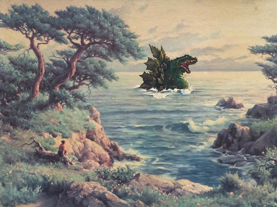 This Guy Continues To Paint Pop-Culture Characters Into Old Thrift-Store Paintings (New Pics) This Guy Continues To Paint Pop-Culture Characters Into Old Thrift-Store Paintings (New Pics)