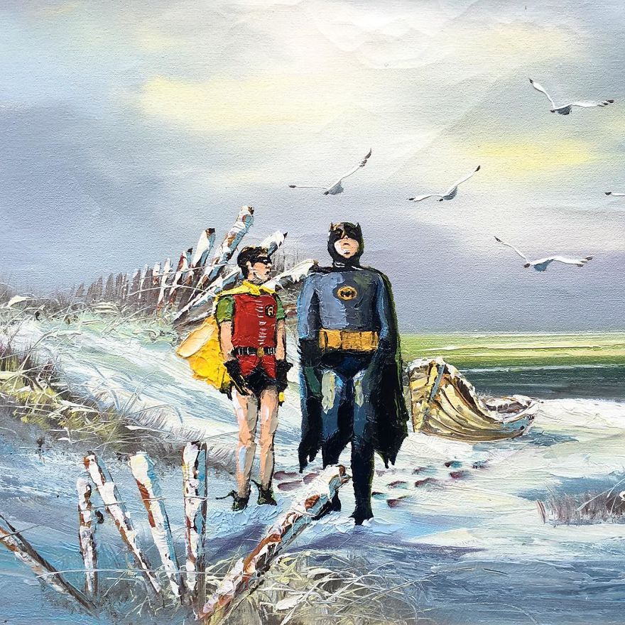 This Guy Continues To Paint Pop-Culture Characters Into Old Thrift-Store Paintings (New Pics) This Guy Continues To Paint Pop-Culture Characters Into Old Thrift-Store Paintings (New Pics)
