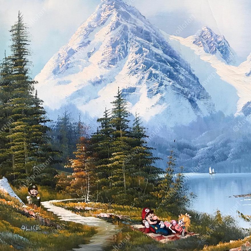 This Guy Continues To Paint Pop-Culture Characters Into Old Thrift-Store Paintings (New Pics) This Guy Continues To Paint Pop-Culture Characters Into Old Thrift-Store Paintings (New Pics)