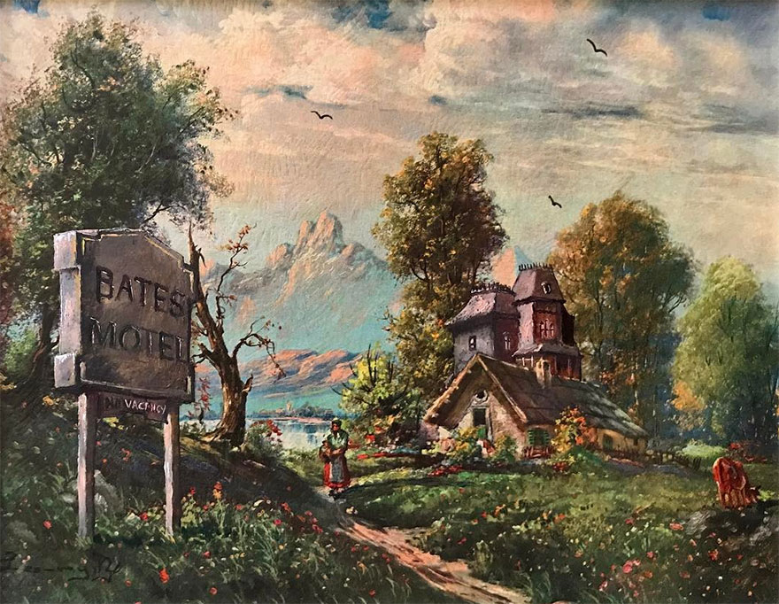 This Guy Continues To Paint Pop-Culture Characters Into Old Thrift-Store Paintings (New Pics) This Guy Continues To Paint Pop-Culture Characters Into Old Thrift-Store Paintings (New Pics)