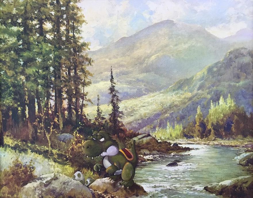 This Guy Continues To Paint Pop-Culture Characters Into Old Thrift-Store Paintings (New Pics) This Guy Continues To Paint Pop-Culture Characters Into Old Thrift-Store Paintings (New Pics)