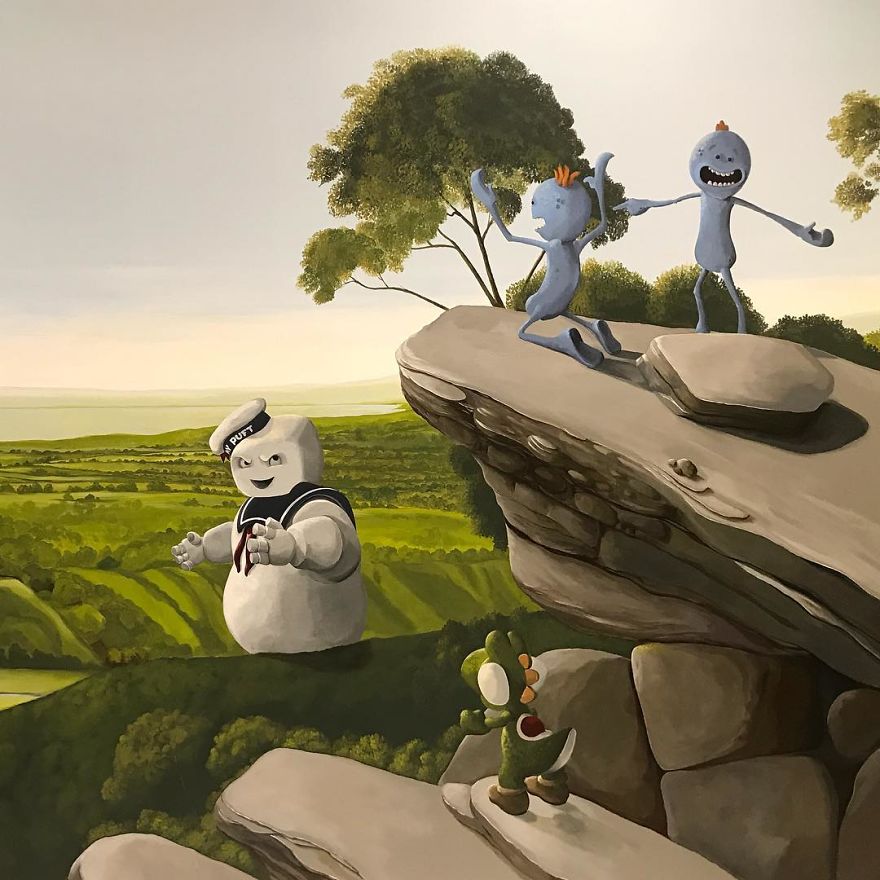 This Guy Continues To Paint Pop-Culture Characters Into Old Thrift-Store Paintings (New Pics) This Guy Continues To Paint Pop-Culture Characters Into Old Thrift-Store Paintings (New Pics)