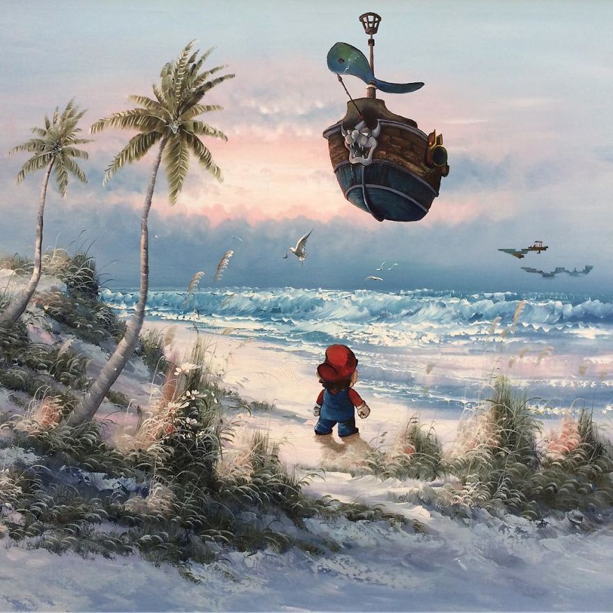 This Guy Continues To Paint Pop-Culture Characters Into Old Thrift-Store Paintings (New Pics) This Guy Continues To Paint Pop-Culture Characters Into Old Thrift-Store Paintings (New Pics)