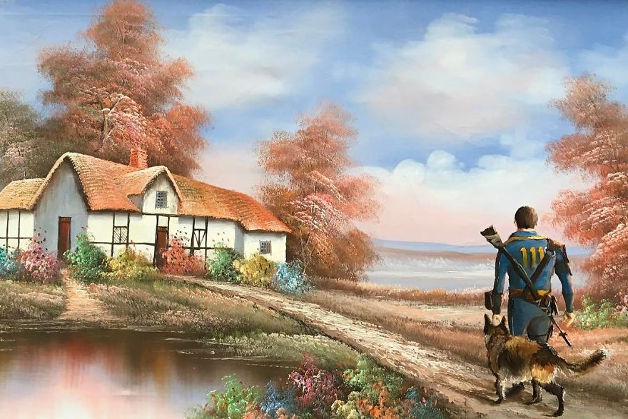 This Guy Continues To Paint Pop-Culture Characters Into Old Thrift-Store Paintings (New Pics) This Guy Continues To Paint Pop-Culture Characters Into Old Thrift-Store Paintings (New Pics)