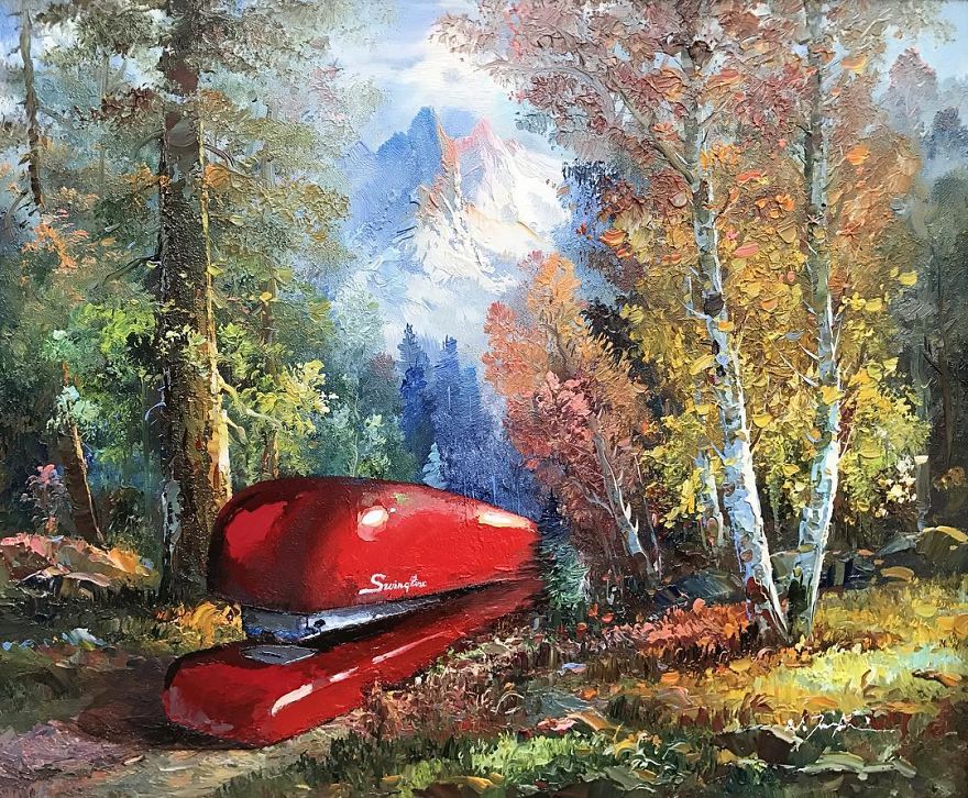 This Guy Continues To Paint Pop-Culture Characters Into Old Thrift-Store Paintings (New Pics) This Guy Continues To Paint Pop-Culture Characters Into Old Thrift-Store Paintings (New Pics)