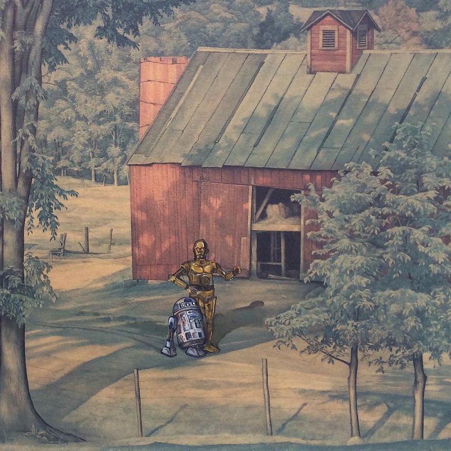 This Guy Continues To Paint Pop-Culture Characters Into Old Thrift-Store Paintings (New Pics) This Guy Continues To Paint Pop-Culture Characters Into Old Thrift-Store Paintings (New Pics)