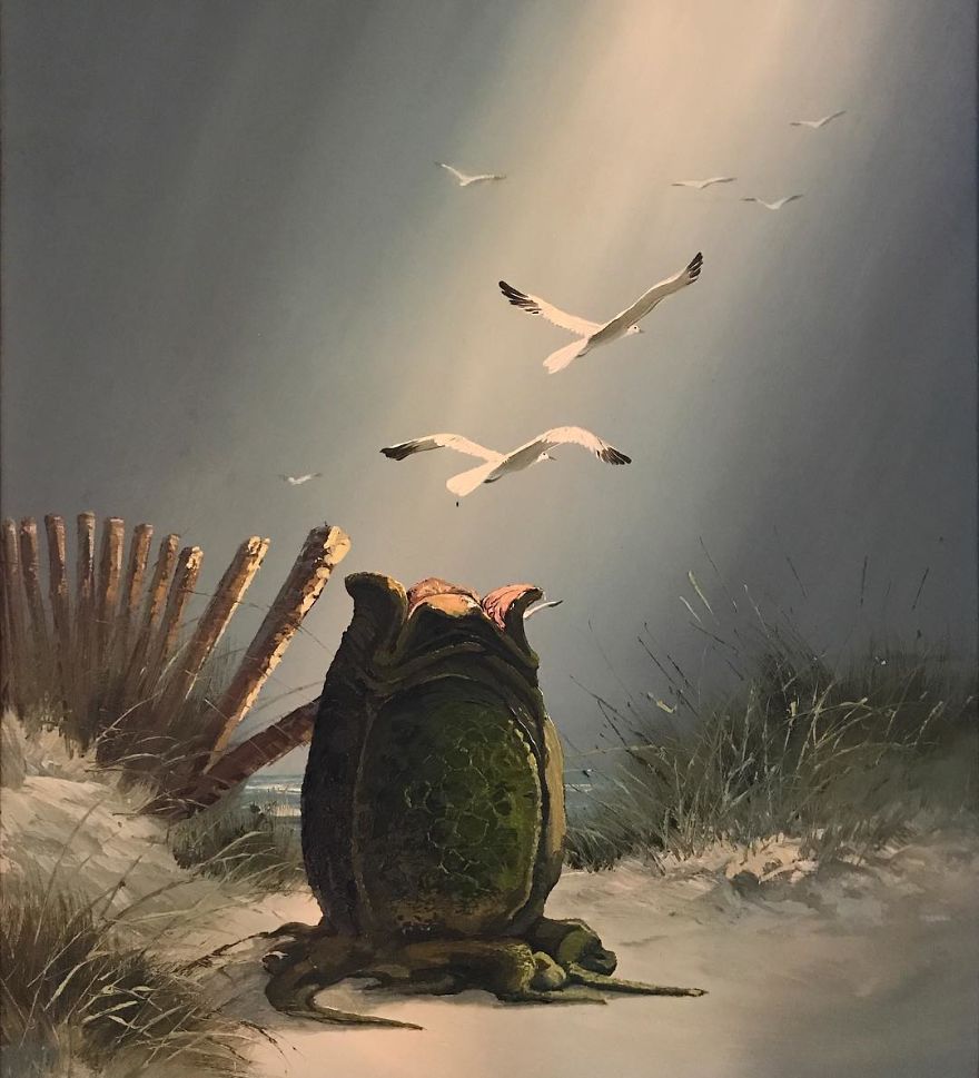 This Guy Continues To Paint Pop-Culture Characters Into Old Thrift-Store Paintings (New Pics) This Guy Continues To Paint Pop-Culture Characters Into Old Thrift-Store Paintings (New Pics)