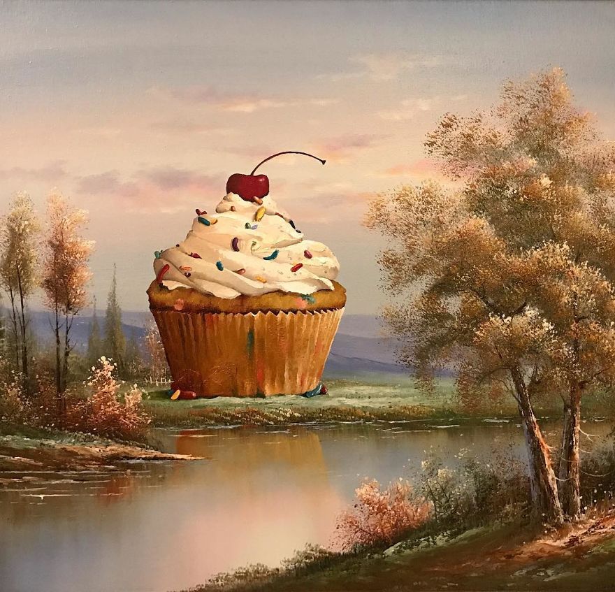 This Guy Continues To Paint Pop-Culture Characters Into Old Thrift-Store Paintings (New Pics) This Guy Continues To Paint Pop-Culture Characters Into Old Thrift-Store Paintings (New Pics)