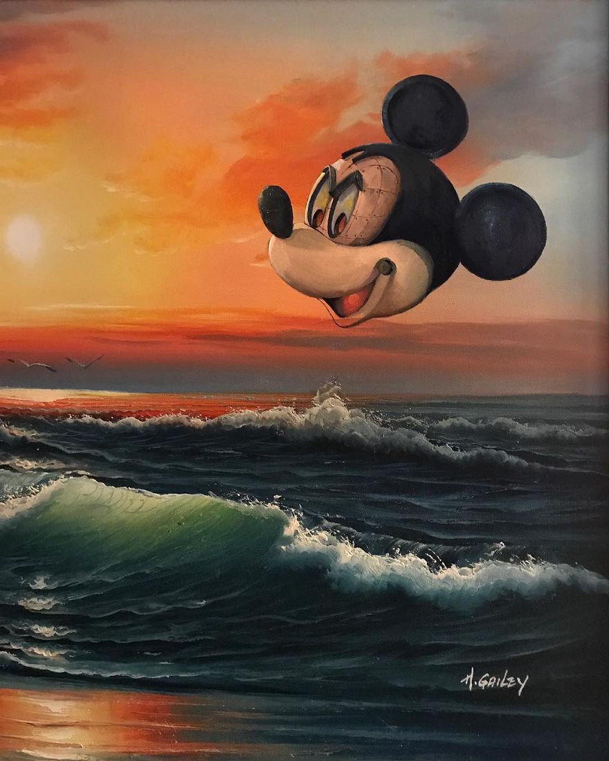 This Guy Continues To Paint Pop-Culture Characters Into Old Thrift-Store Paintings (New Pics) This Guy Continues To Paint Pop-Culture Characters Into Old Thrift-Store Paintings (New Pics)