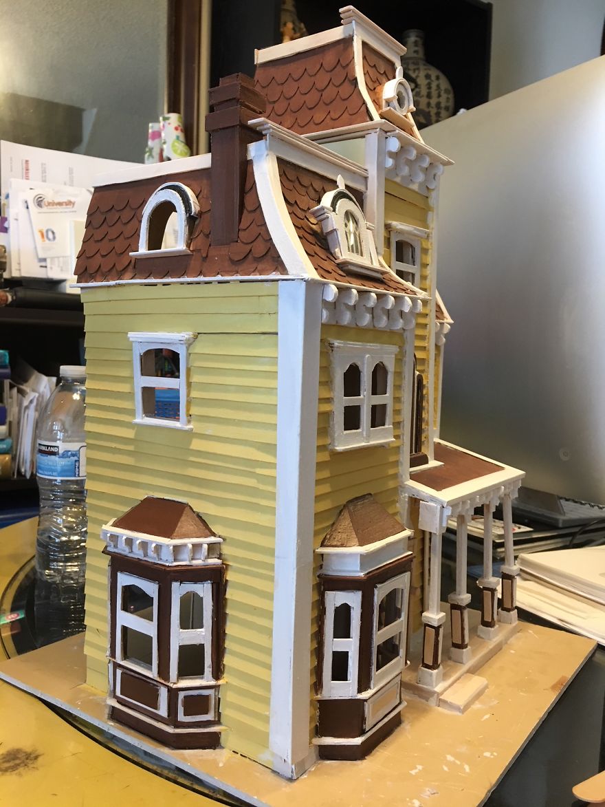 I Made A Dollhouse Out Of Boxes Of Old Tongue Depressors That Were Being Discarded I Made A Dollhouse Out Of Boxes Of Old Tongue Depressors That Were Being Discarded