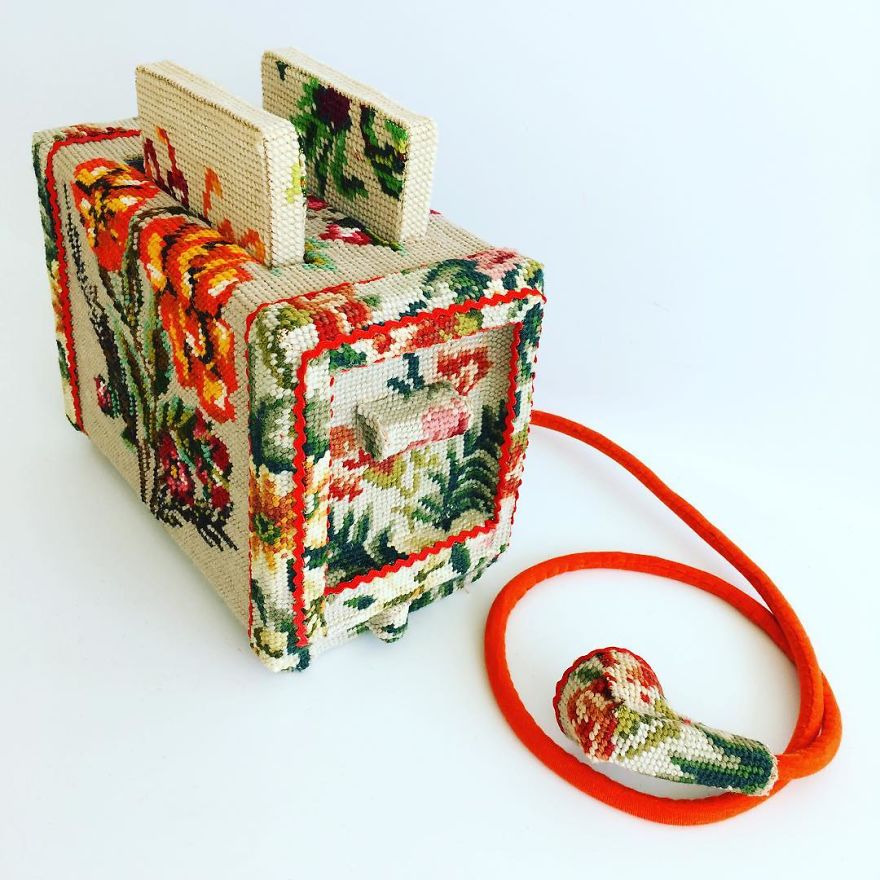Artist Gives A Second Life To Vintage Household Objects By “Dressing Them Up” In Cross-Stitched Patterns Artist Gives A Second Life To Vintage Household Objects By “Dressing Them Up” In Cross-Stitched Patterns