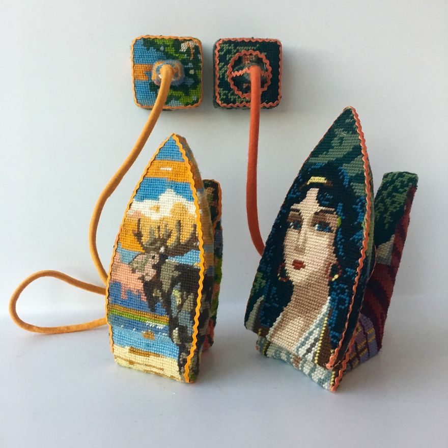 Artist Gives A Second Life To Vintage Household Objects By “Dressing Them Up” In Cross-Stitched Patterns Artist Gives A Second Life To Vintage Household Objects By “Dressing Them Up” In Cross-Stitched Patterns