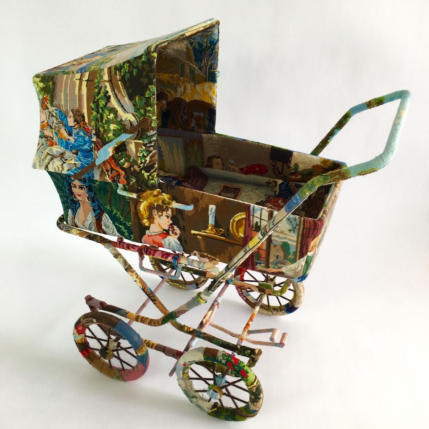 Artist Gives A Second Life To Vintage Household Objects By “Dressing Them Up” In Cross-Stitched Patterns Artist Gives A Second Life To Vintage Household Objects By “Dressing Them Up” In Cross-Stitched Patterns