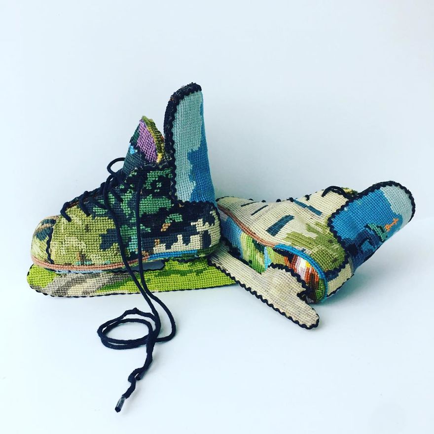 Artist Gives A Second Life To Vintage Household Objects By “Dressing Them Up” In Cross-Stitched Patterns Artist Gives A Second Life To Vintage Household Objects By “Dressing Them Up” In Cross-Stitched Patterns