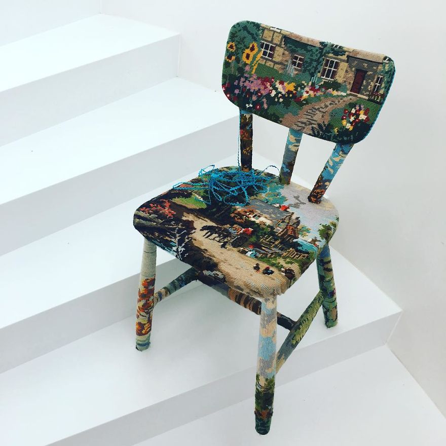 Artist Gives A Second Life To Vintage Household Objects By “Dressing Them Up” In Cross-Stitched Patterns Artist Gives A Second Life To Vintage Household Objects By “Dressing Them Up” In Cross-Stitched Patterns