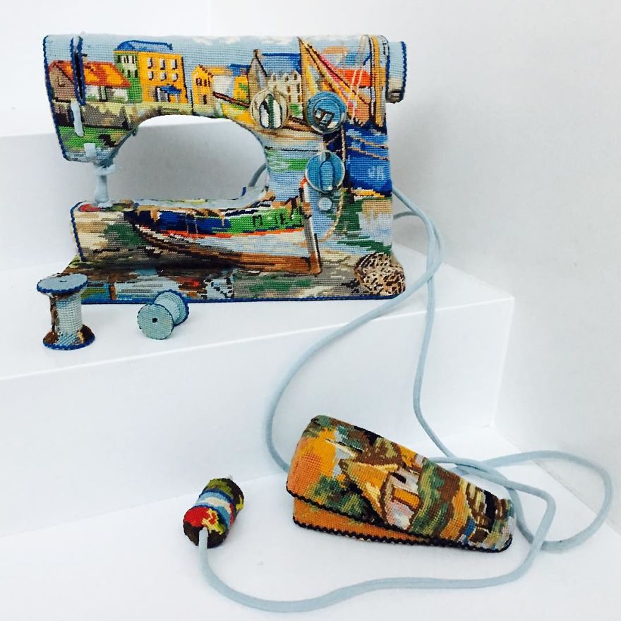 Artist Gives A Second Life To Vintage Household Objects By “Dressing Them Up” In Cross-Stitched Patterns Artist Gives A Second Life To Vintage Household Objects By “Dressing Them Up” In Cross-Stitched Patterns