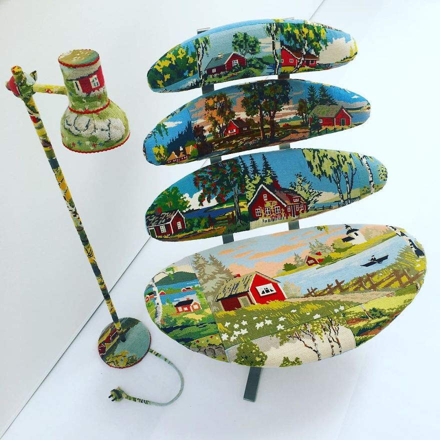 Artist Gives A Second Life To Vintage Household Objects By “Dressing Them Up” In Cross-Stitched Patterns Artist Gives A Second Life To Vintage Household Objects By “Dressing Them Up” In Cross-Stitched Patterns