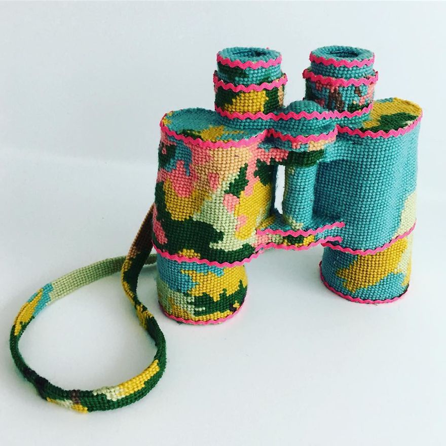 Artist Gives A Second Life To Vintage Household Objects By “Dressing Them Up” In Cross-Stitched Patterns Artist Gives A Second Life To Vintage Household Objects By “Dressing Them Up” In Cross-Stitched Patterns