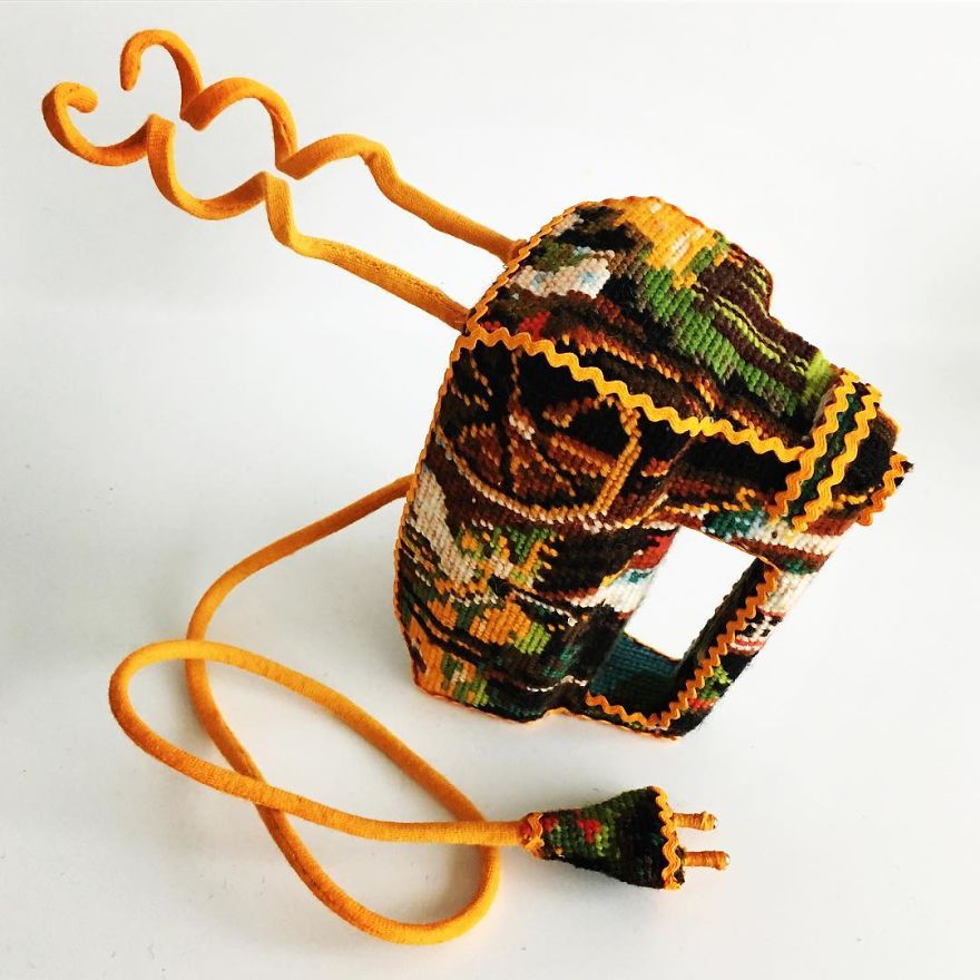 Artist Gives A Second Life To Vintage Household Objects By “Dressing Them Up” In Cross-Stitched Patterns Artist Gives A Second Life To Vintage Household Objects By “Dressing Them Up” In Cross-Stitched Patterns
