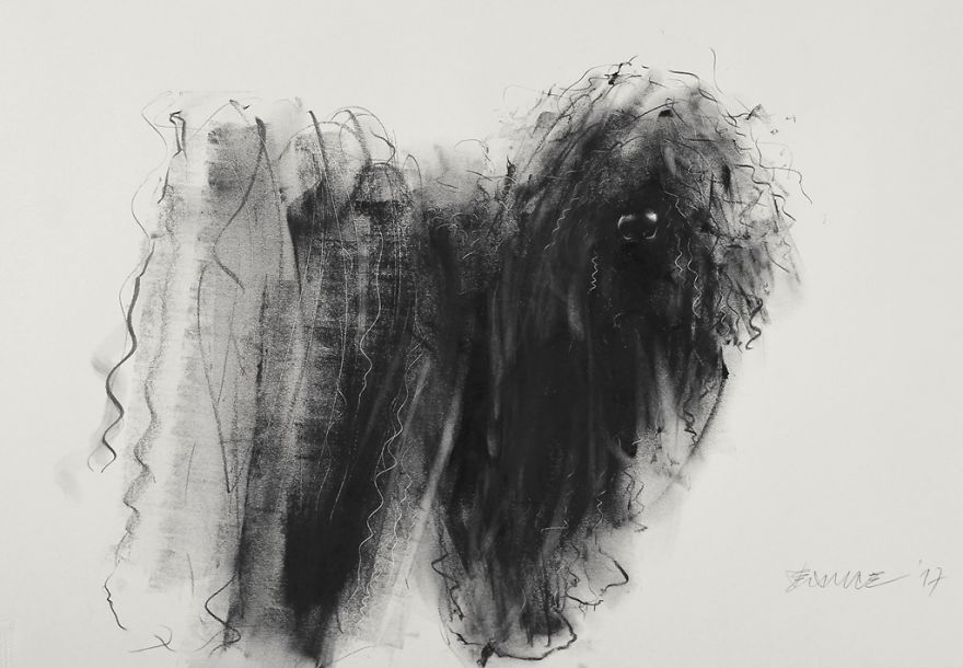 Gloomy Portraits Of Dogs That Seem To Fade Into The Paper